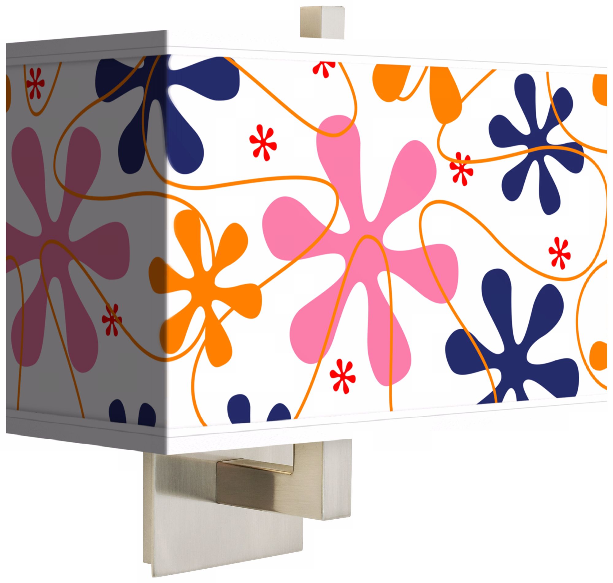 Retro Pink Rectangular Giclee Shade Wall Sconce