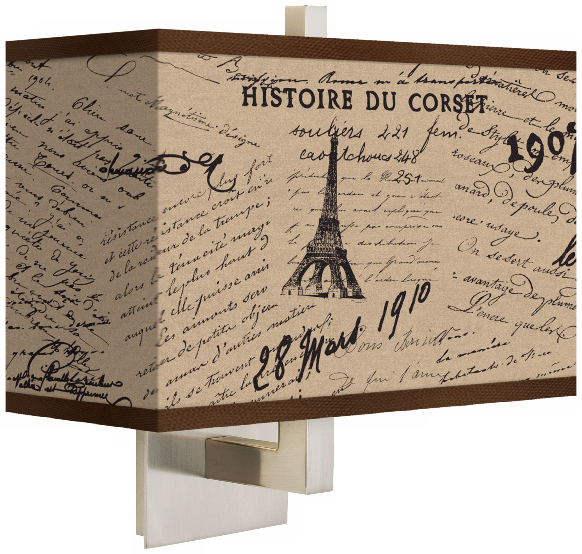 Letters to Paris Linen Giclee Rectangular Wall Sconce