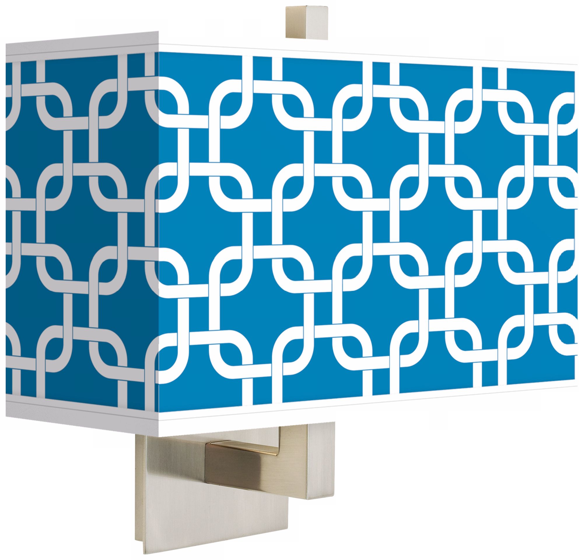 Blue Lattice Rectangular Giclee Shade Wall Sconce