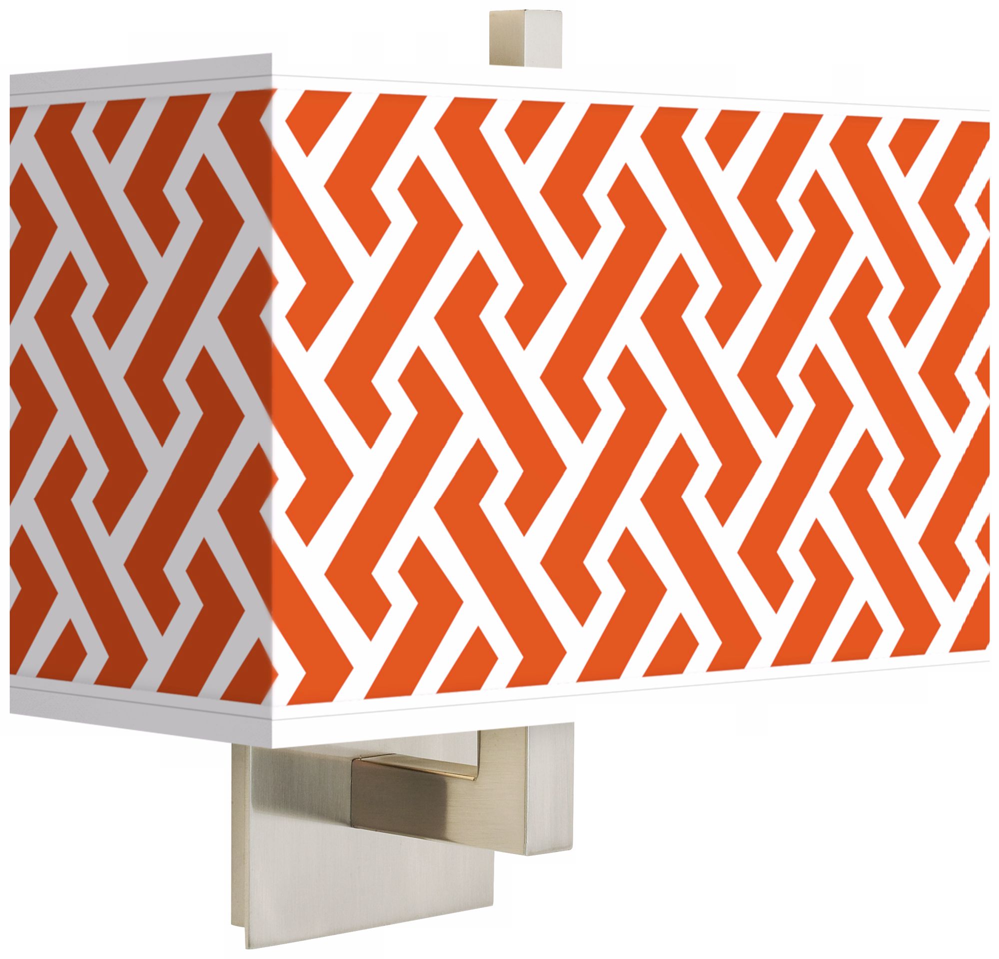 Red Brick Weave Rectangular Giclee Shade Wall Sconce