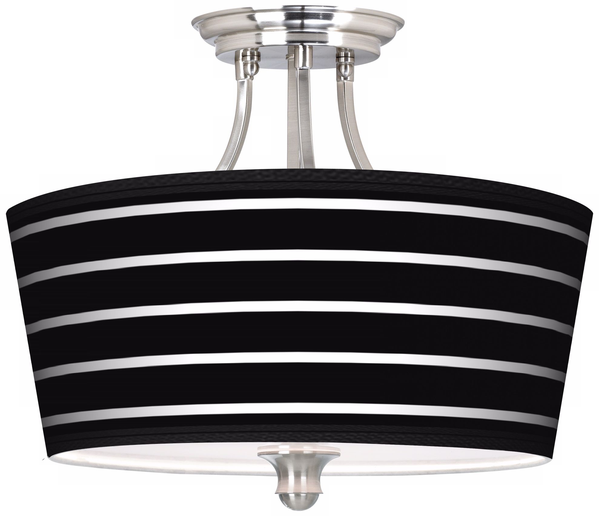 Bold Black Stripe Tapered Drum Giclee Ceiling Light