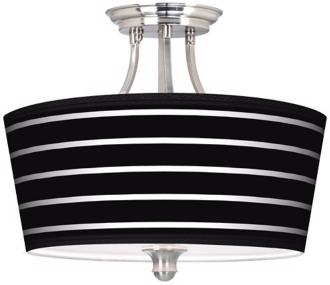 Bold Black Stripe Tapered Drum Giclee Ceiling Light M1074 M2957