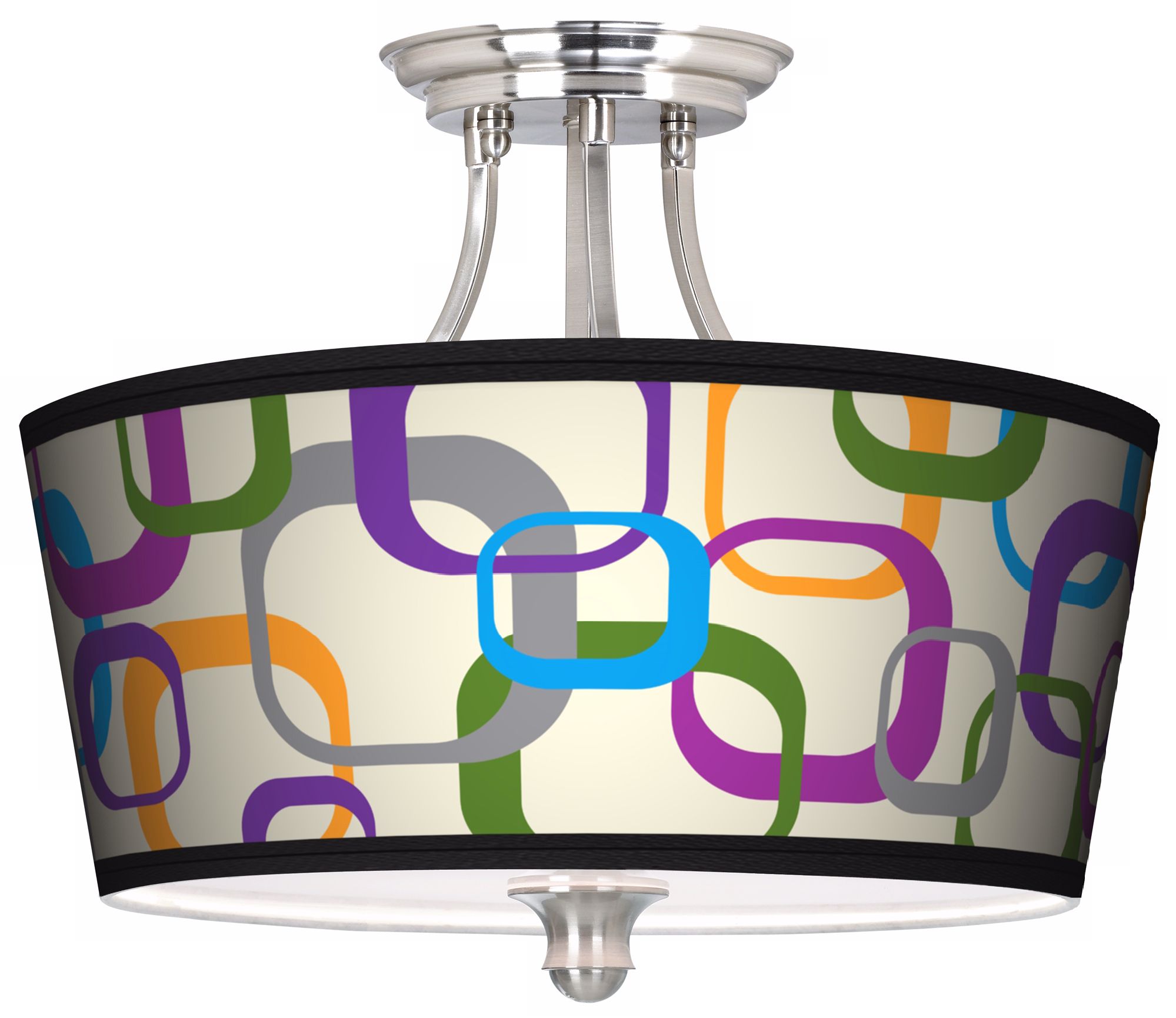 Retro Square Scramble Tapered Drum Giclee Ceiling Light