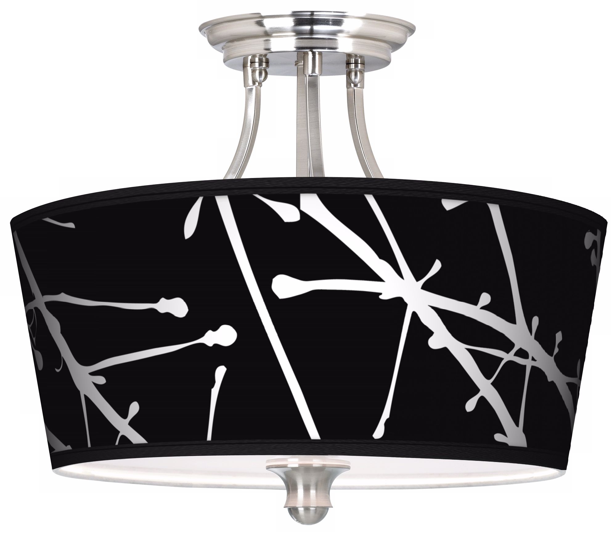 Stacy Garcia Calligraphy Tree Black Tapered Drum Ceiling Light