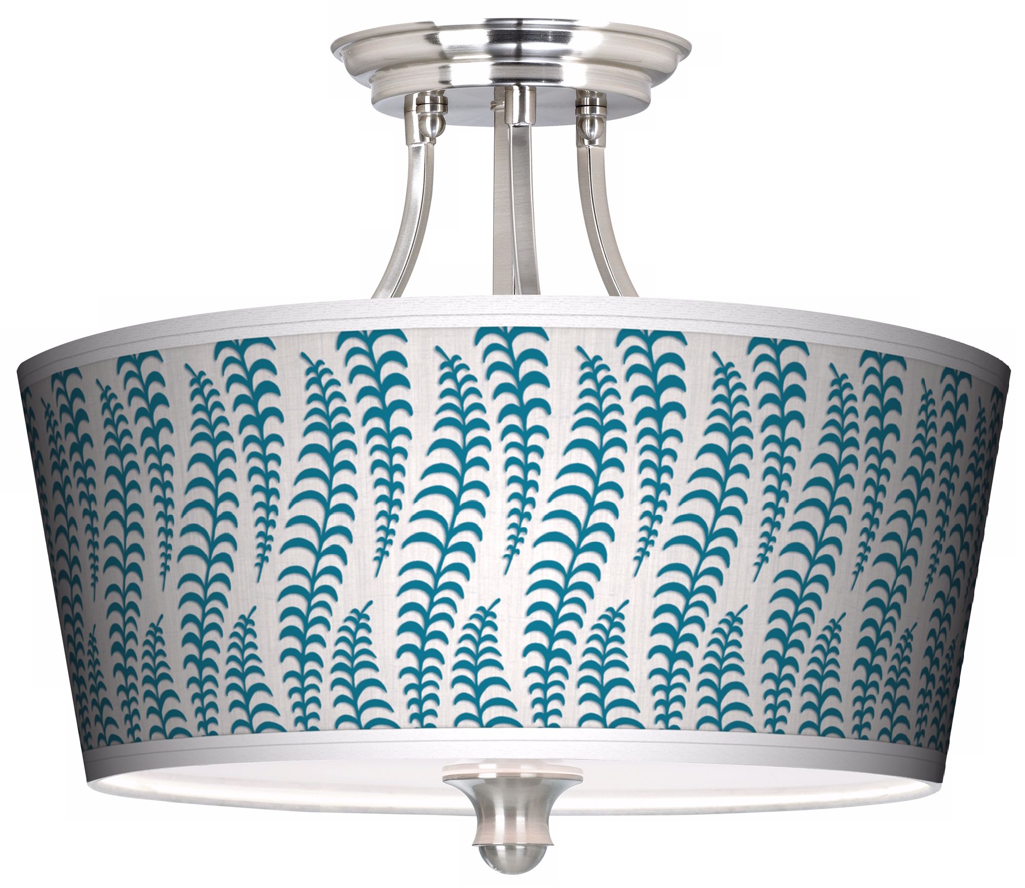 Stacy Garcia Fancy Fern Peacock Tapered Drum Giclee Ceiling Light