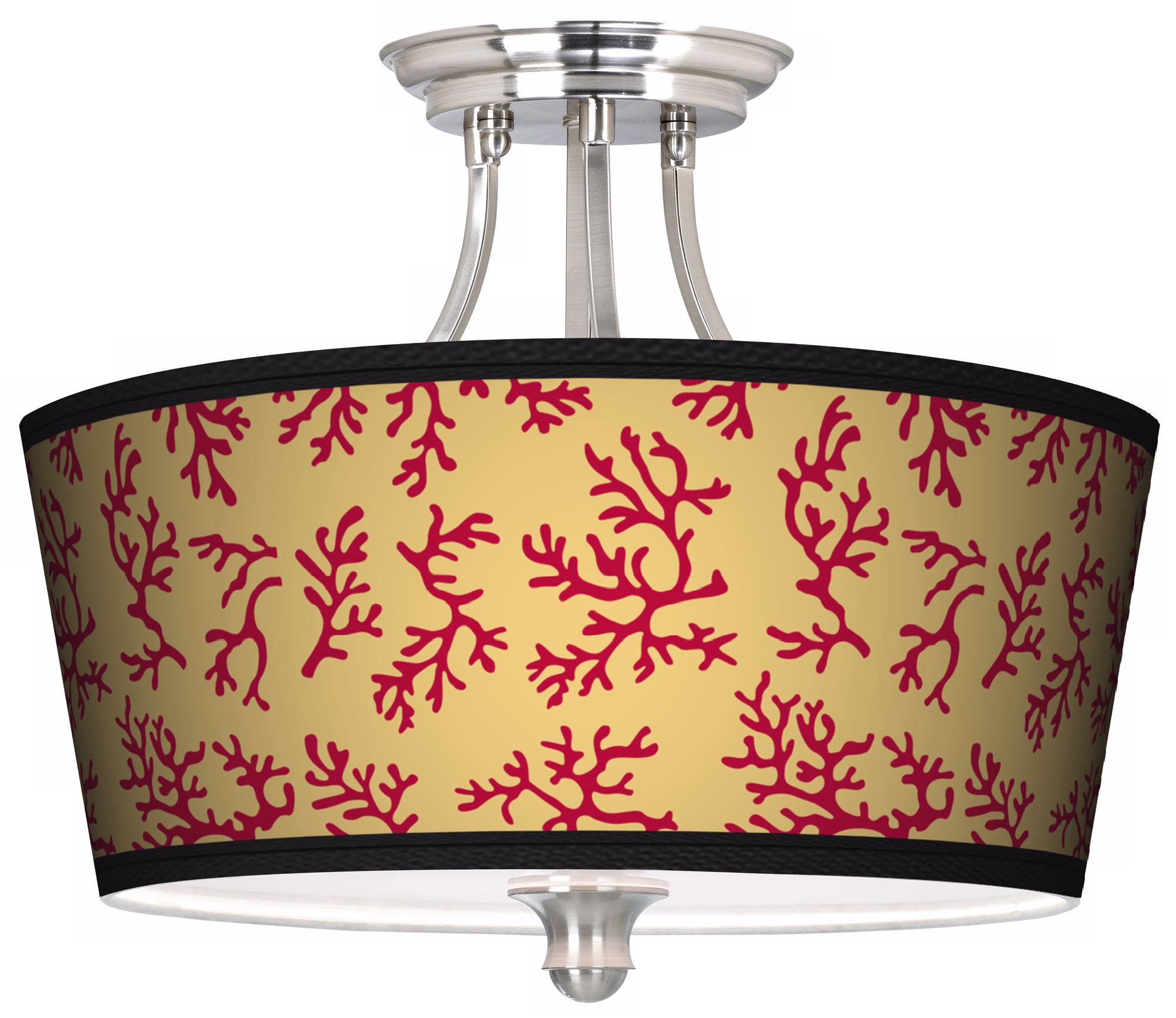 Crimson Coral Tapered Drum Giclee Ceiling Light