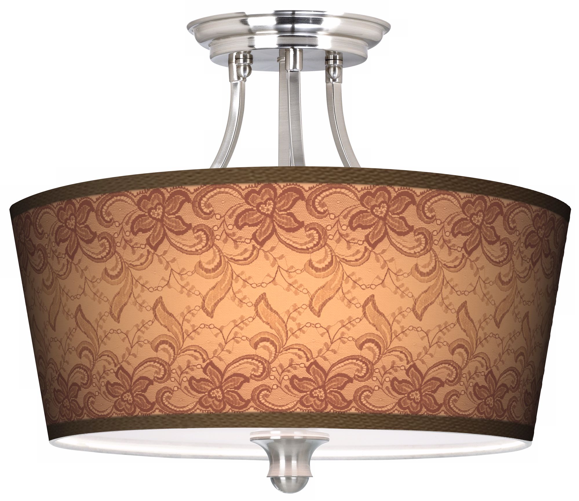 Sepia Lace Tapered Drum Giclee Ceiling Light