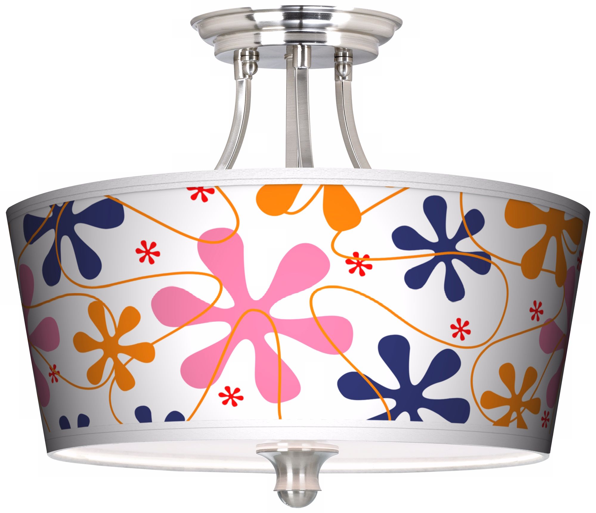 Retro Pink Tapered Drum Giclee Ceiling Light