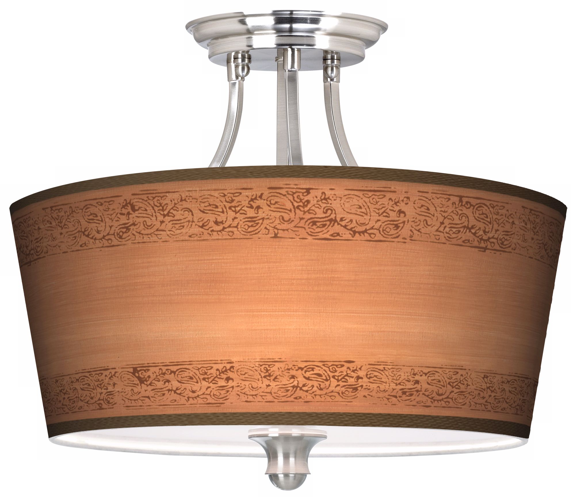 Paisley Trim Tapered Drum Shade 18" Wide Ceiling Light