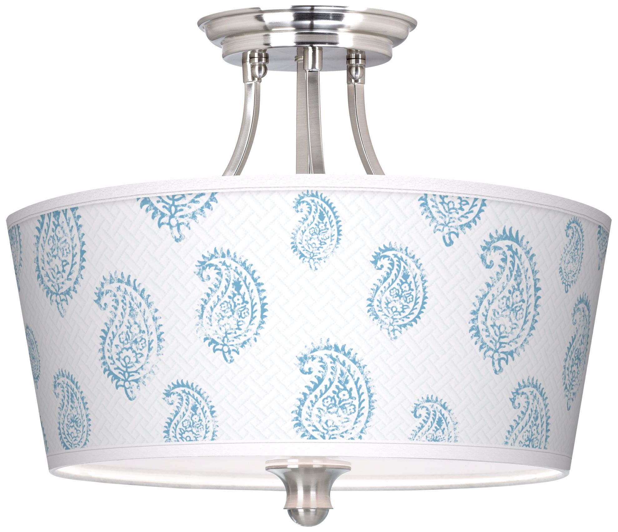 Paisley Snow Tapered Drum Giclee Ceiling Light