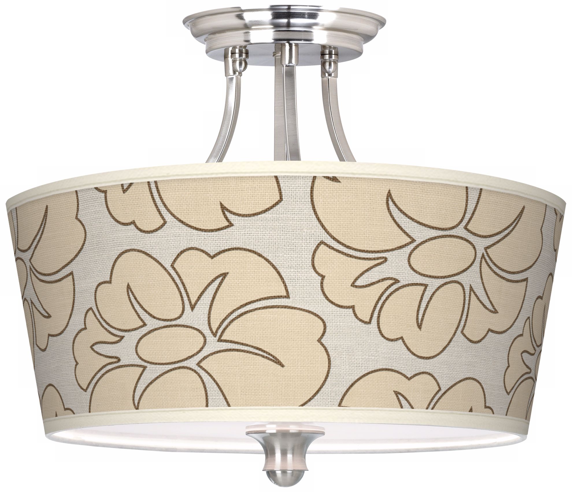 Floral Silhouette Tapered Drum Giclee Ceiling Light