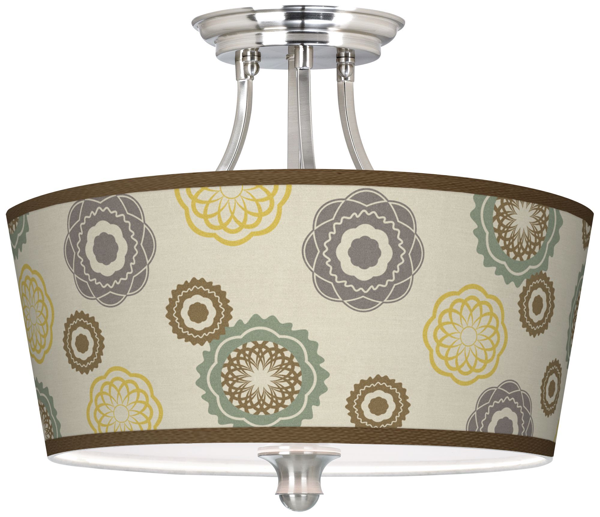 Ornaments Linen Giclee Drum Shade 18" Wide Ceiling Light