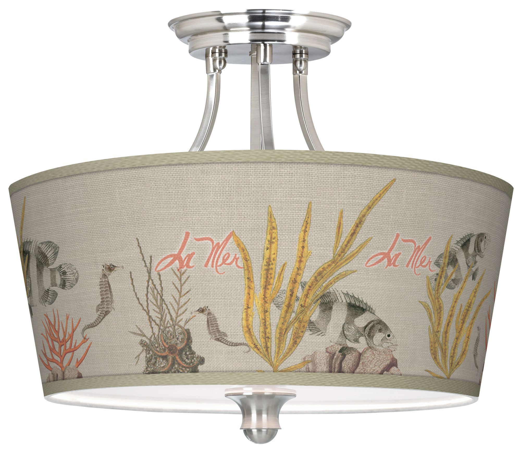 La Mer Coral Tapered Drum Giclee Ceiling Light