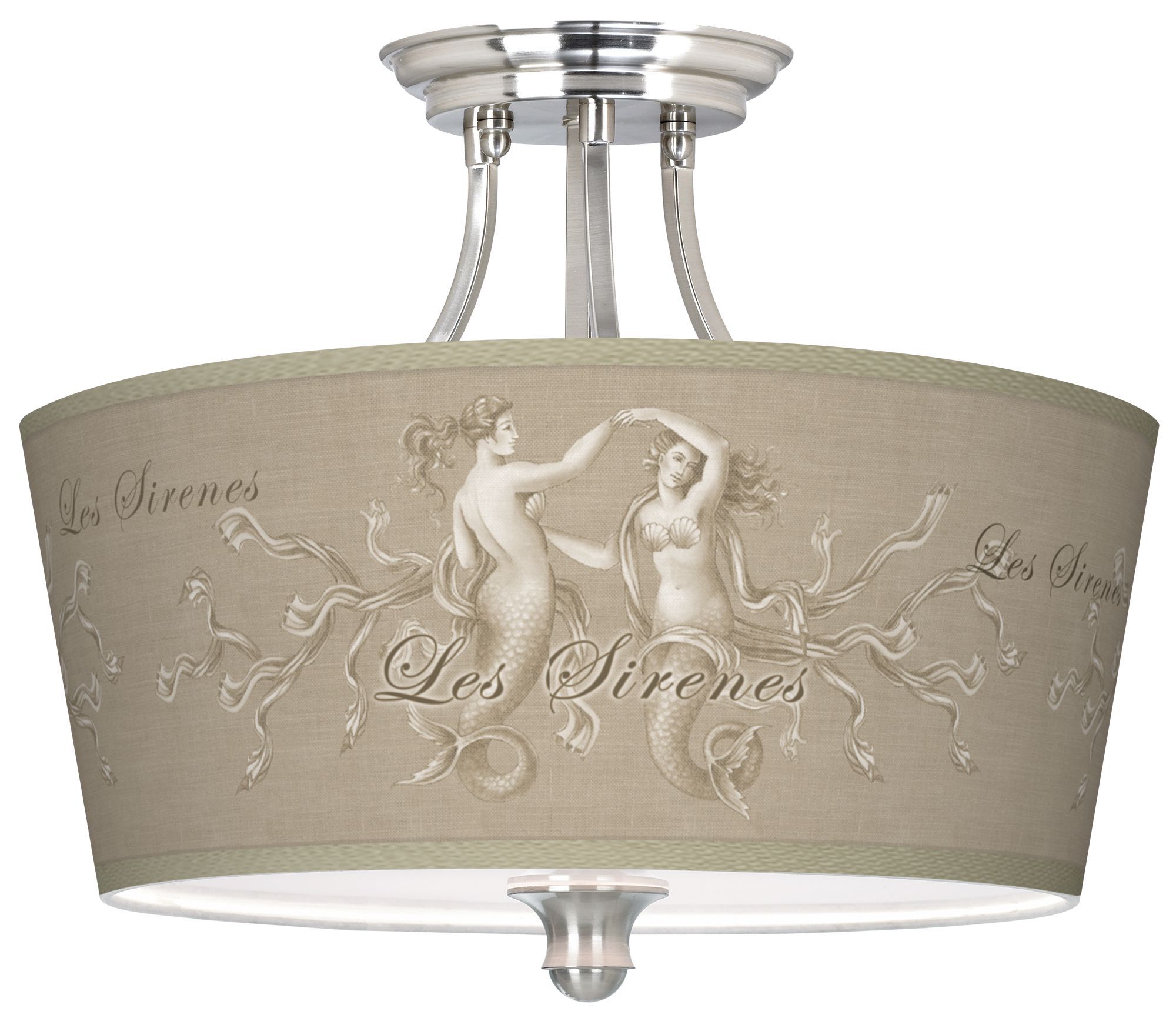 Les Sirenes Natural Tapered Drum Giclee Ceiling Light