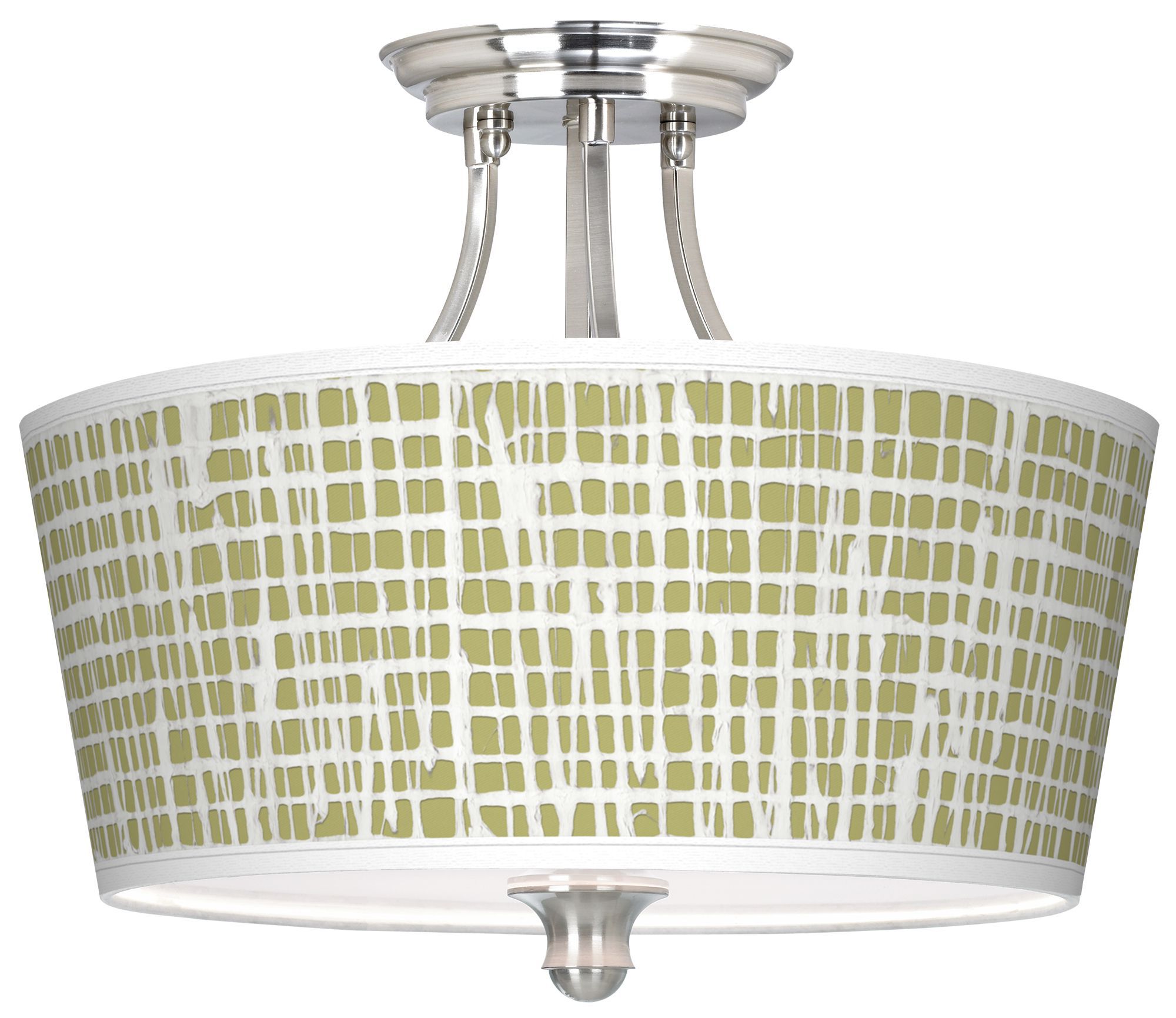 Ecru Screen Linen Tapered Drum Giclee Ceiling Light