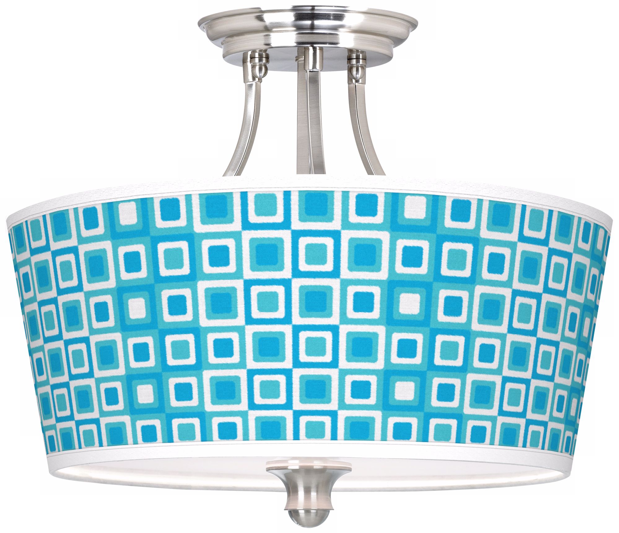 Blue Boxes Linen Giclee Tapered Drum 18" Wide Ceiling Light