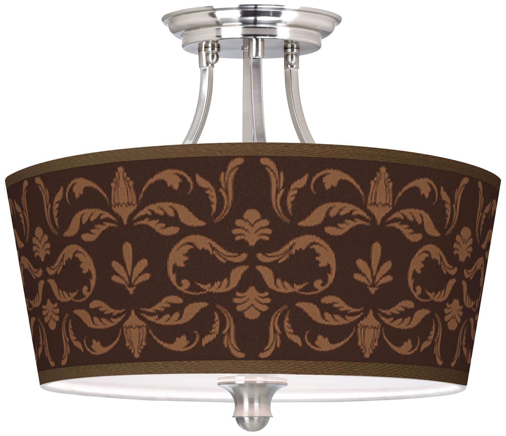 Mocha Flourish Linen Tapered Drum 18" Wide Ceiling Light