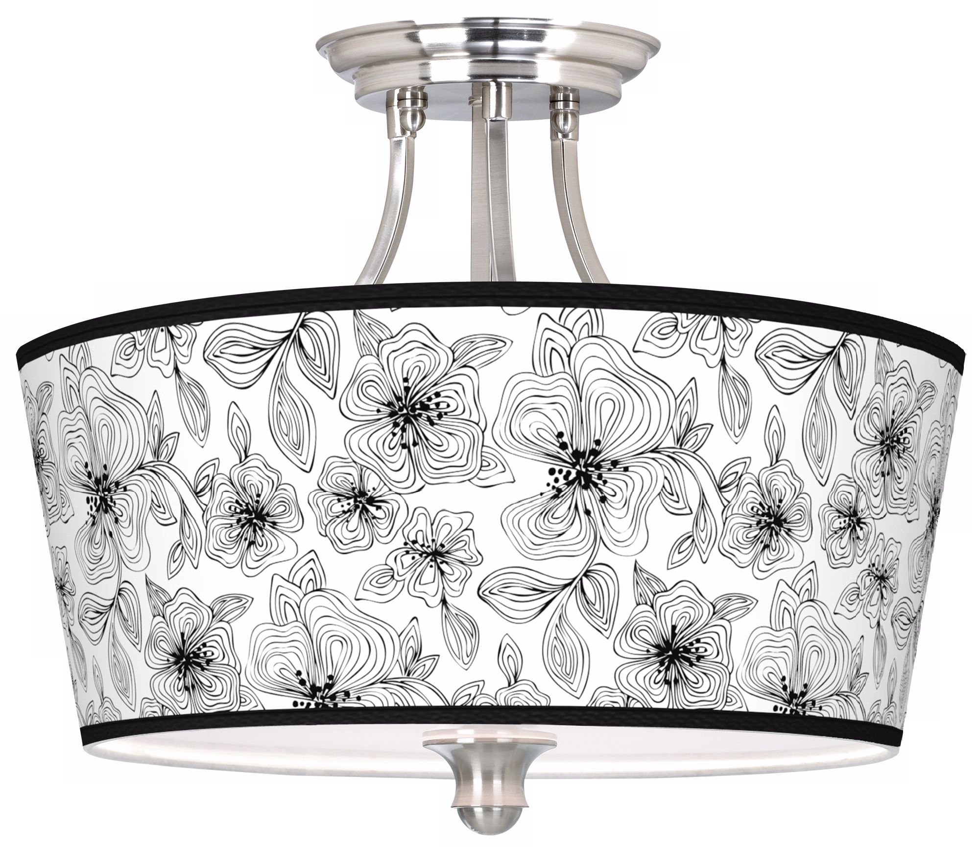 Stacy Garcia Linear Floral Tapered Drum Giclee Ceiling Light
