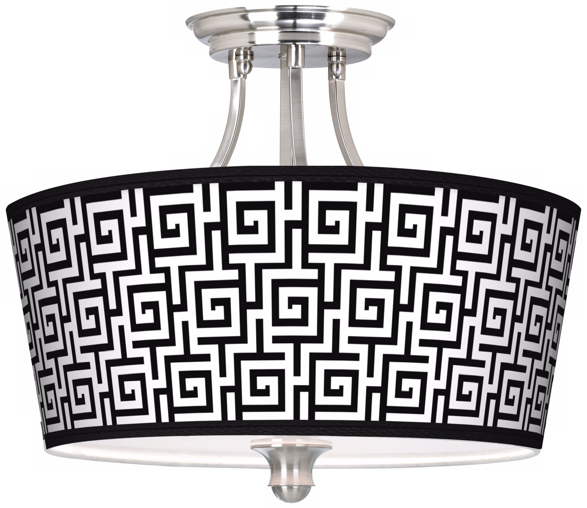 Greek Key Tapered Drum Giclee Ceiling Light