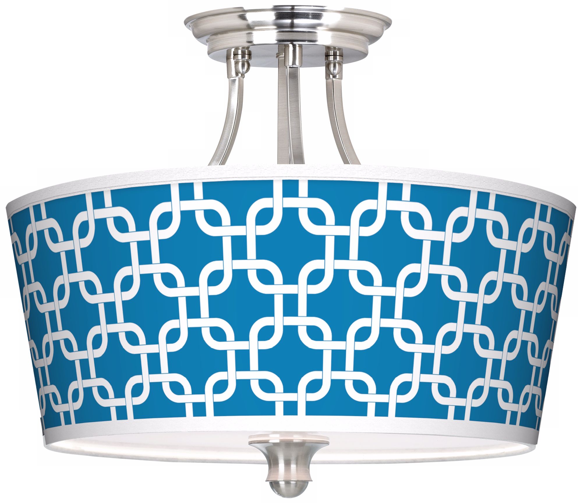 Blue Lattice Tapered Drum Giclee Ceiling Light