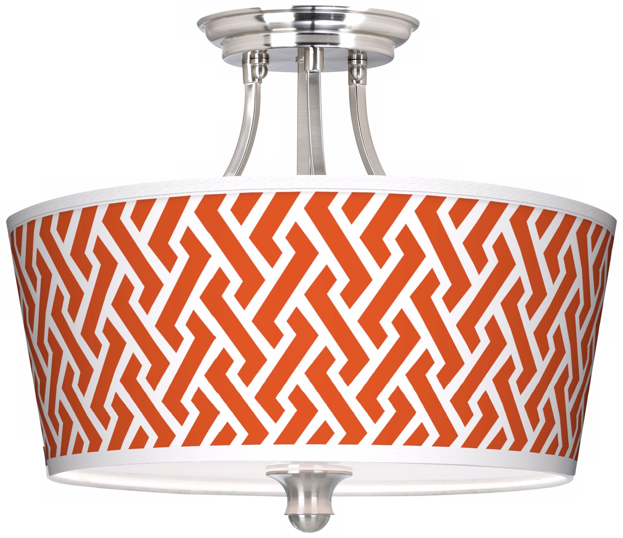 Red Brick Weave Tapered Drum Giclee Ceiling Light