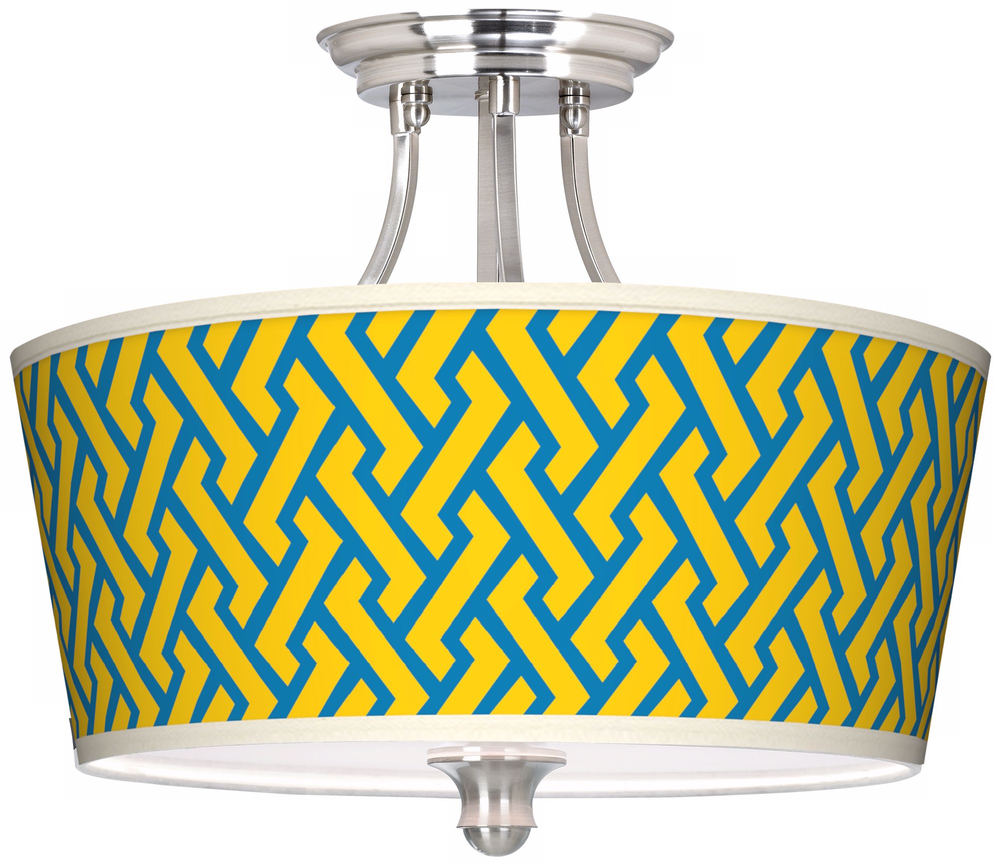 Yellow Brick Weave Tapered Drum Giclee Ceiling Light