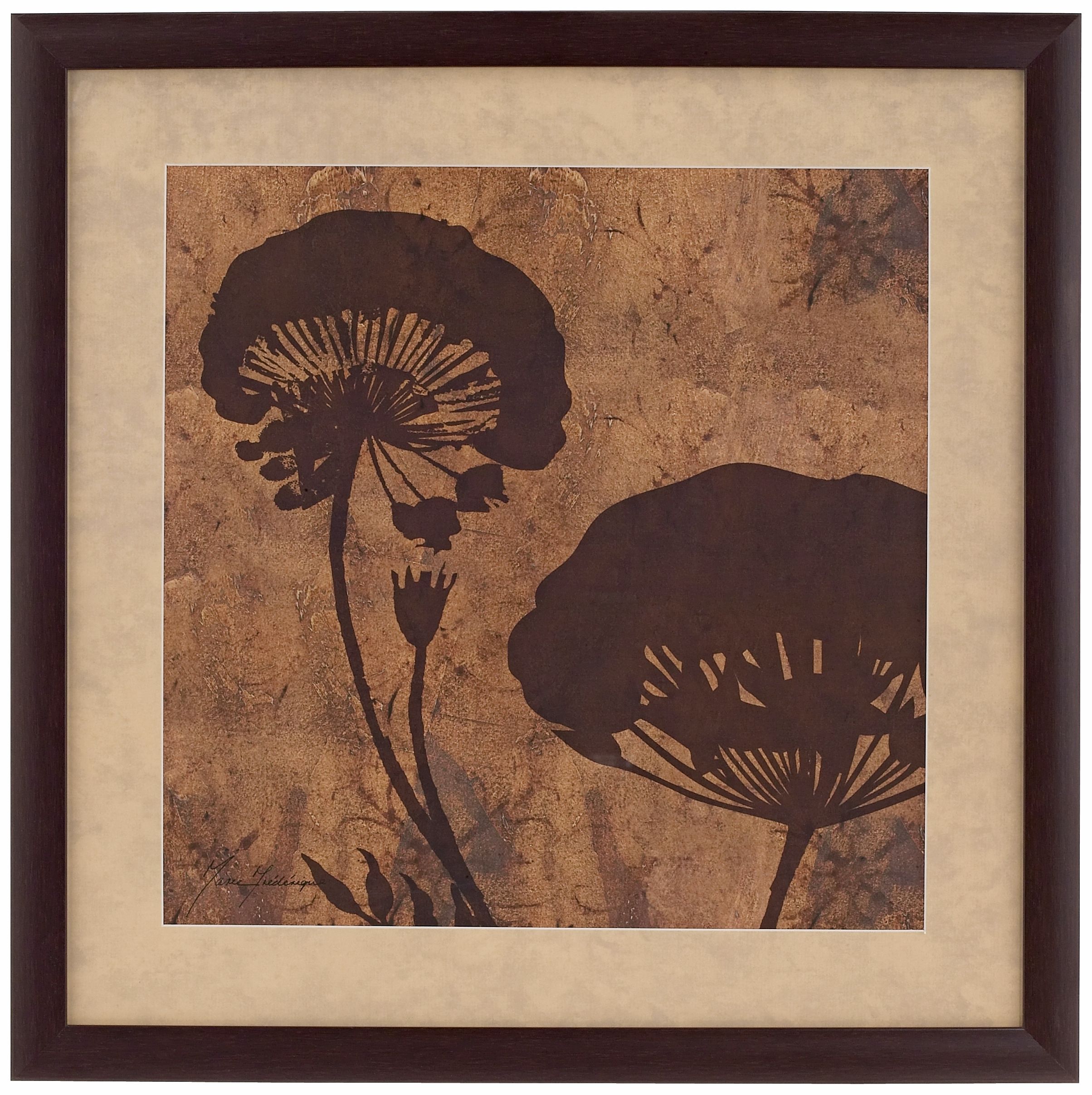 Earthy Botanical Matted Print 20" Square Wall Art