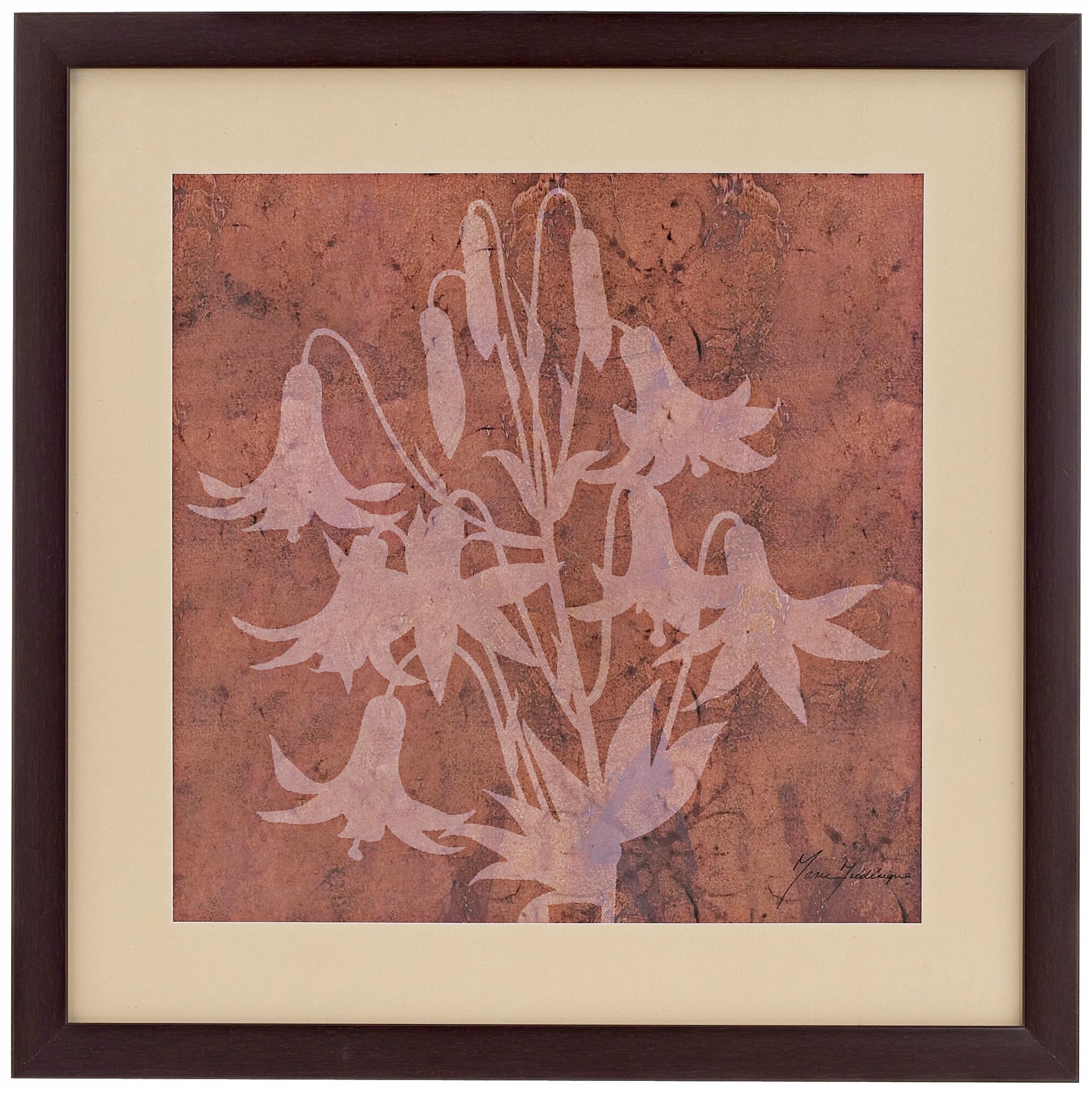 Earthy Floral Silhouette Print 20" Square Wall Art