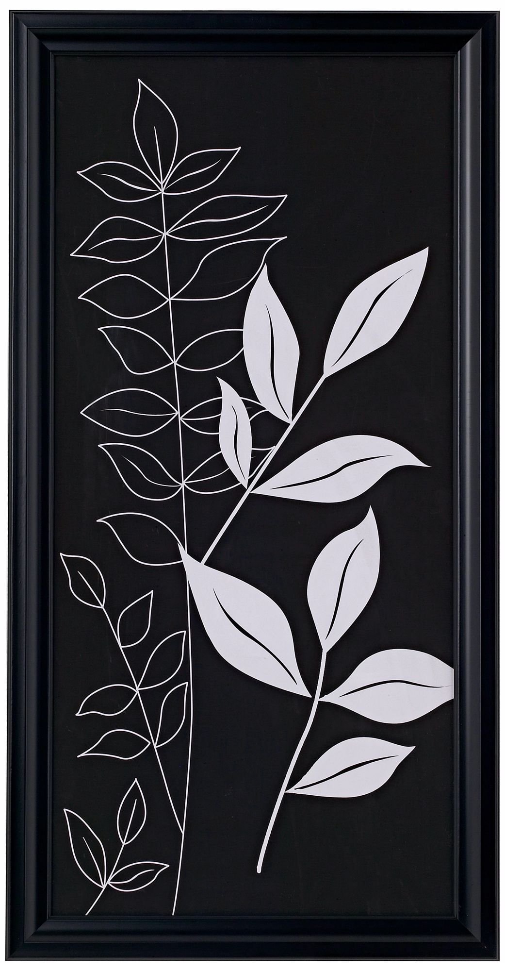 Black and White Leafy Branches Botanical 24" High Wall Art