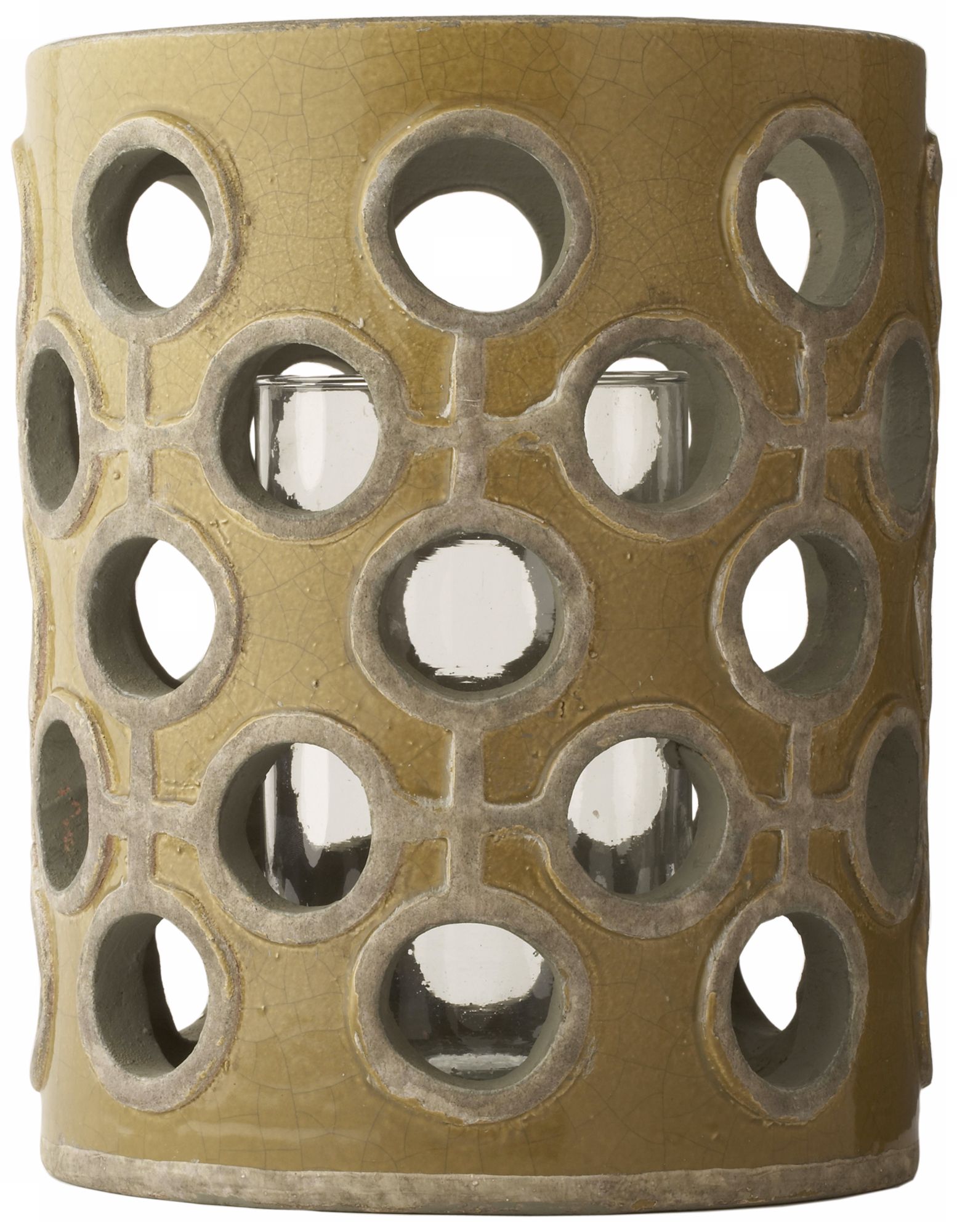Ochre Finish Portal Lantern Candle Holder