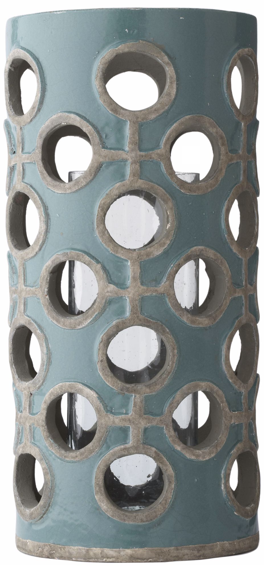Azure Blue Finish Portal Lantern Candle Holder