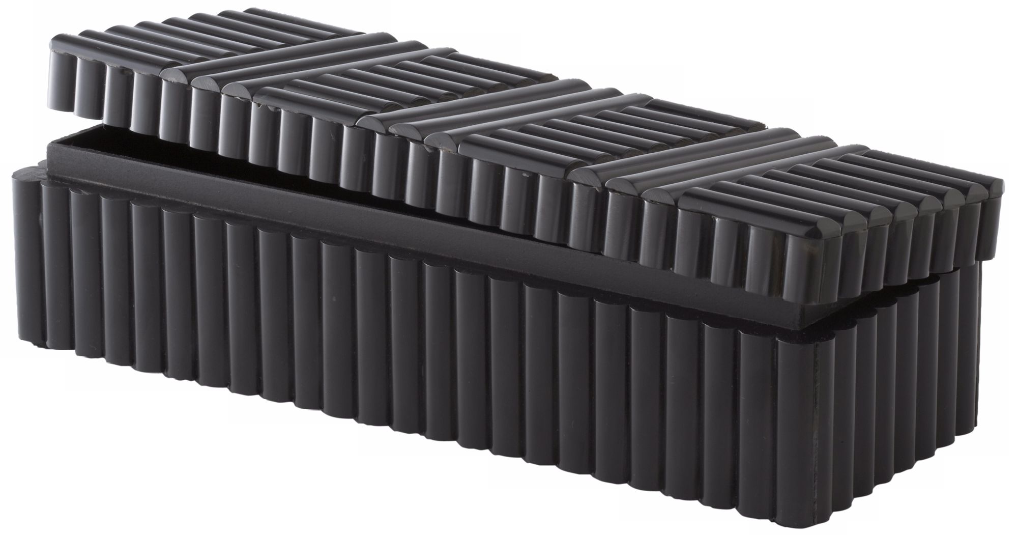 Black Bone Rod Pattern Rectangular Accent Box