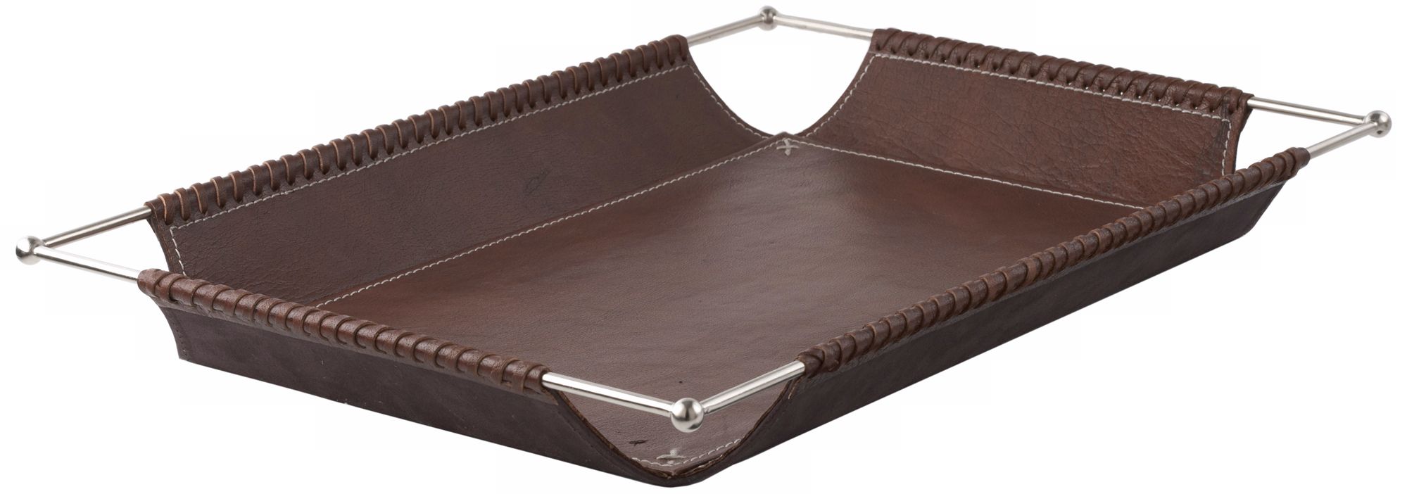 Brown Leather Whip Stitch Tray