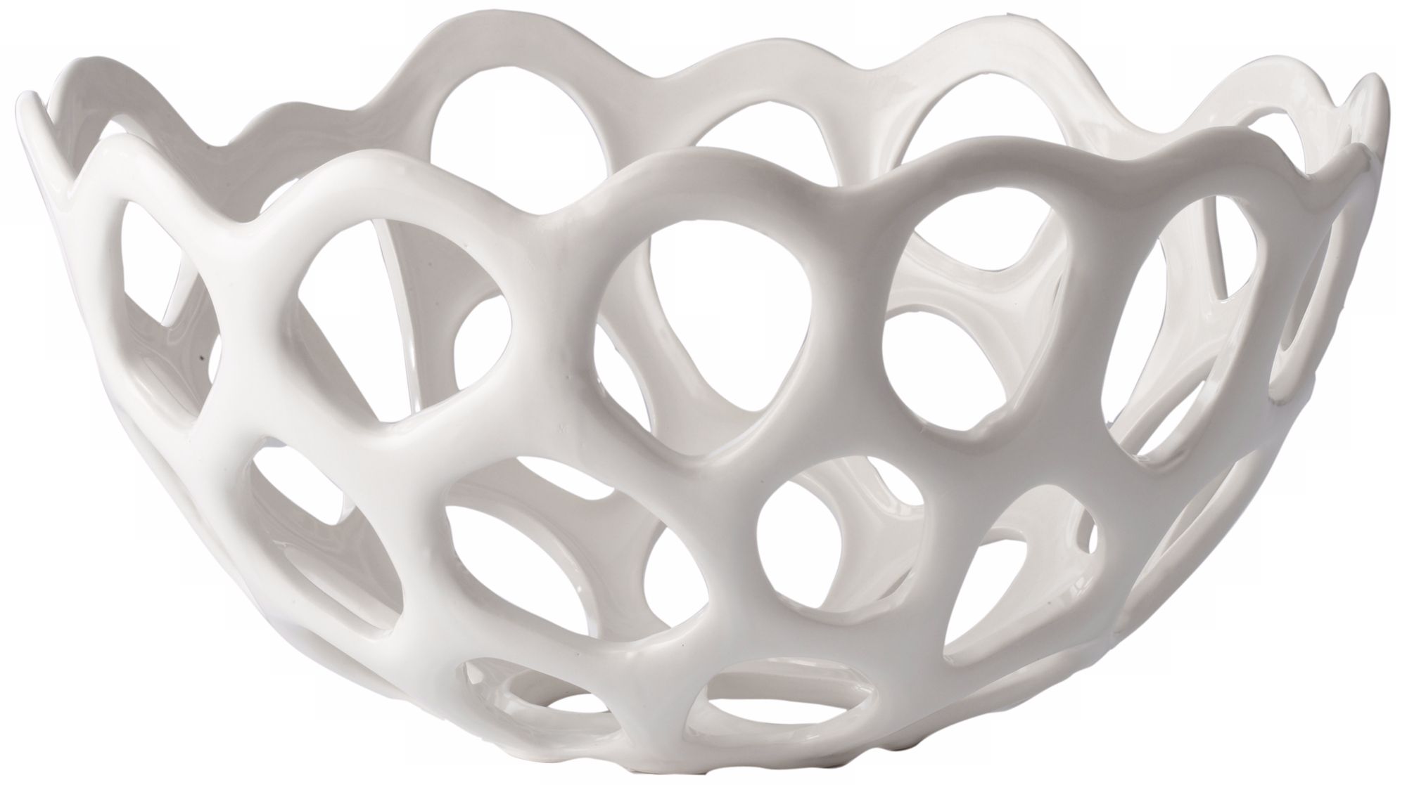 White Finish Perforated Porcelain Bowl