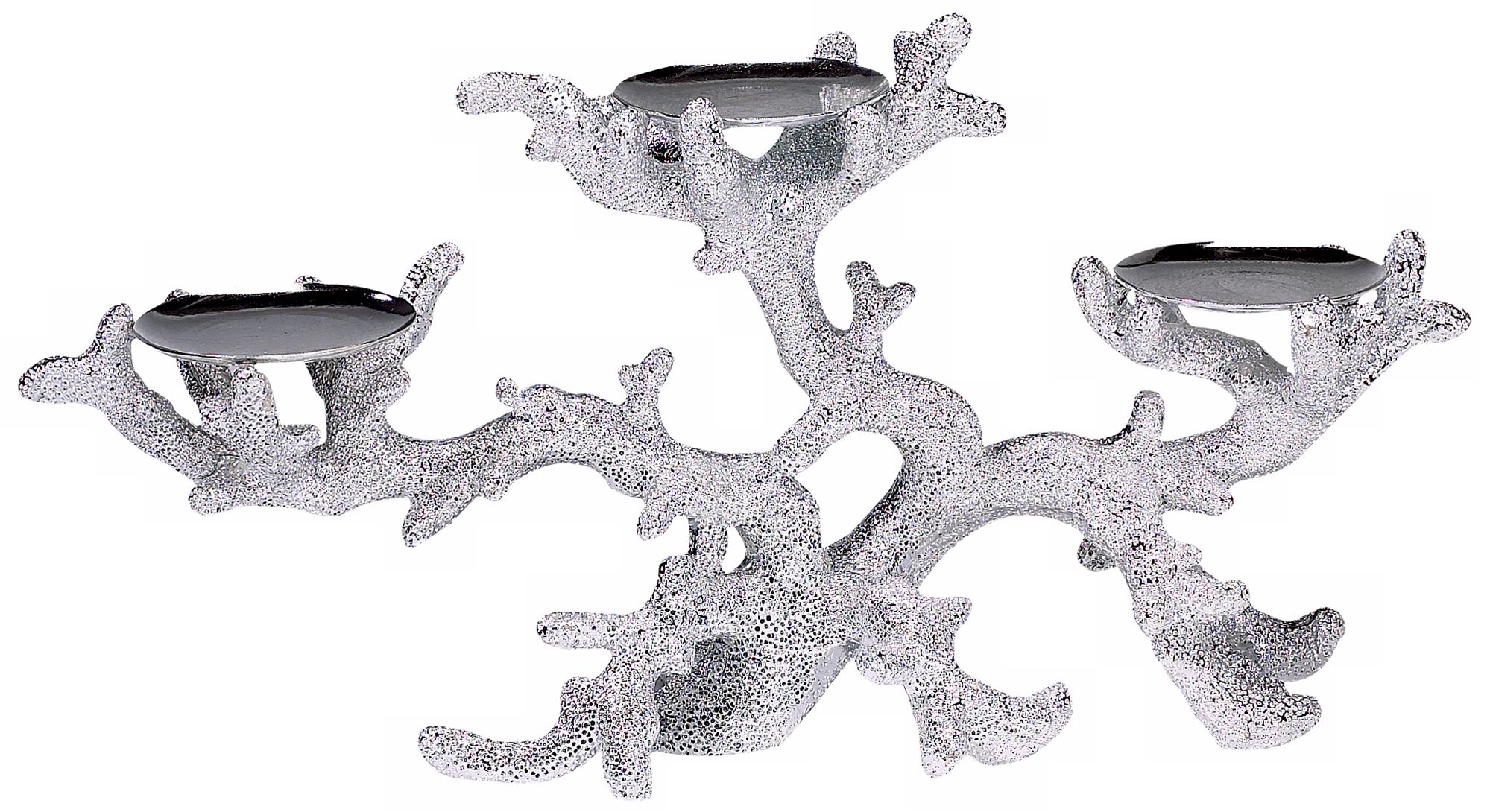 Silver Finish 3-Tray Coral Candle Holder