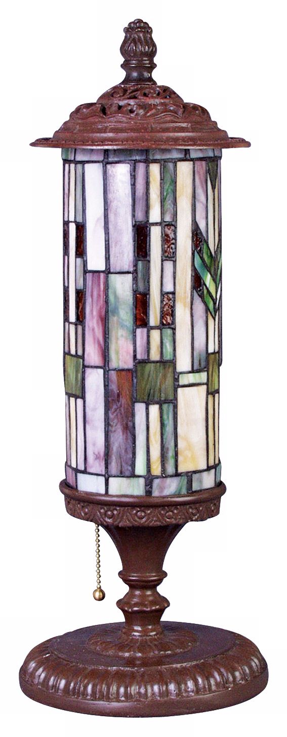Mission Tiffany Style Glass Cylinder Lamp
