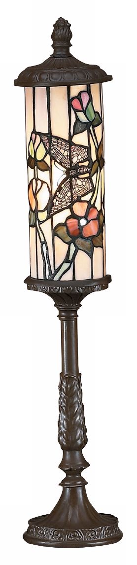 Butterfly Tiffany Style Glass Cylinder Accent Lamp