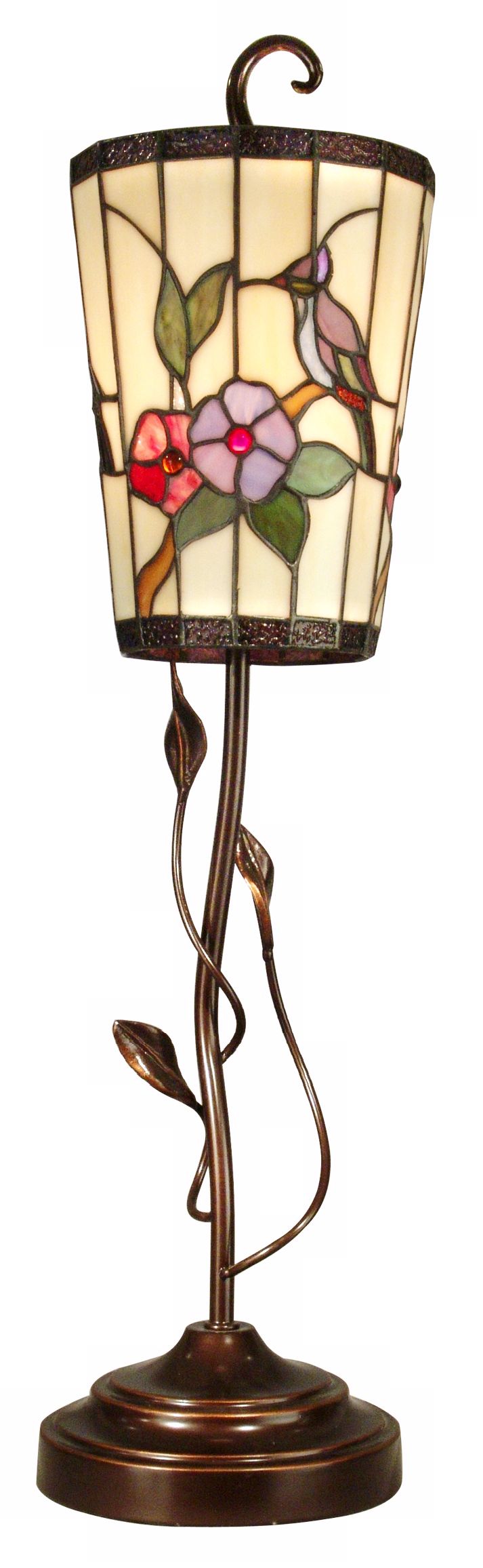 Dale Tiffany Hummingbird and Vine Art Glass Accent Lamp