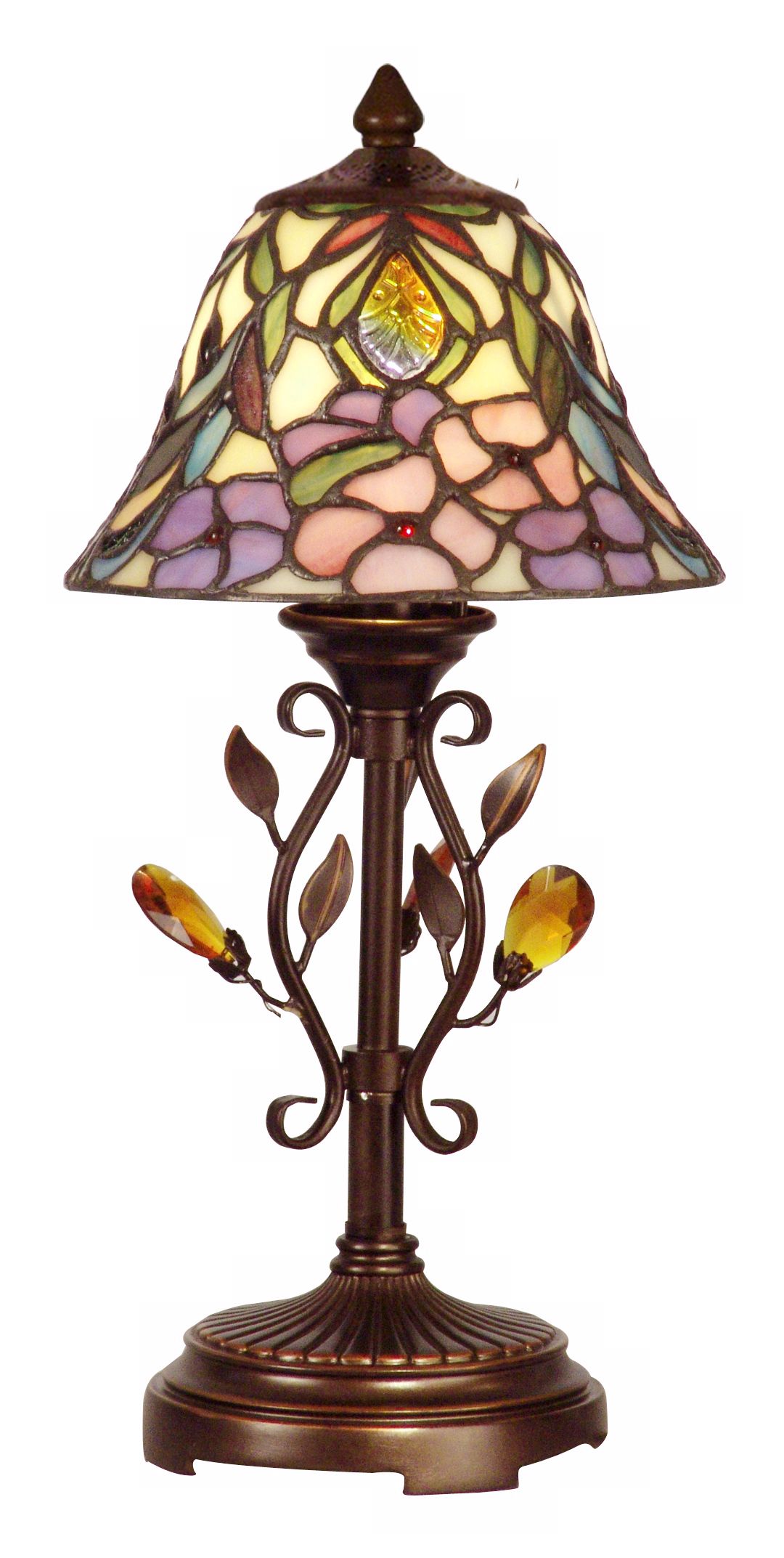 Dale Tiffany Crystal Jewel Peony Art Glass Accent Lamp