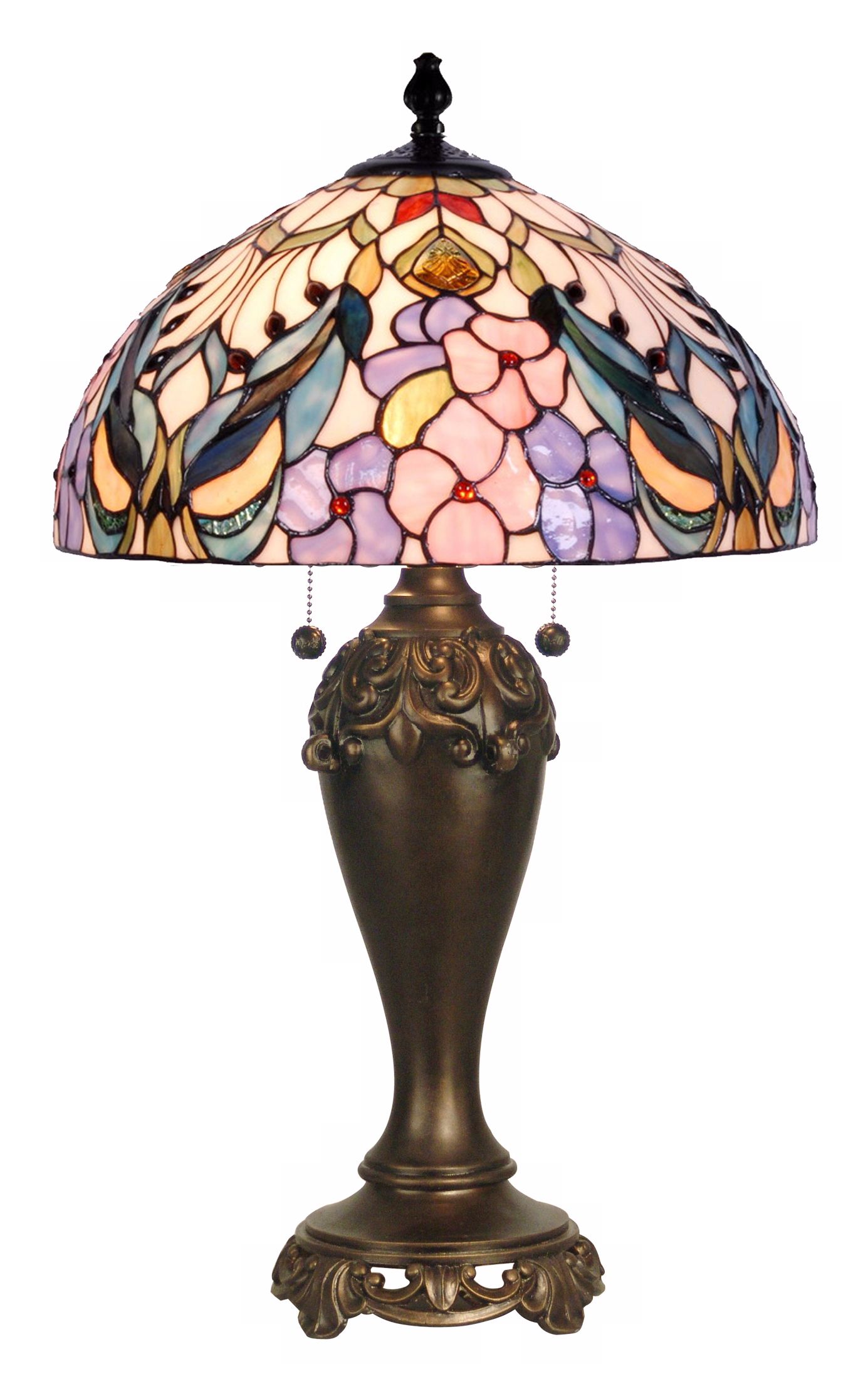 Dale Tiffany Crystal Jewel Peony Art Glass Table Lamp