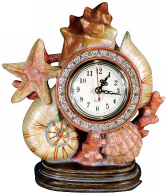 Sea Shell 9" Wide Desk Clock