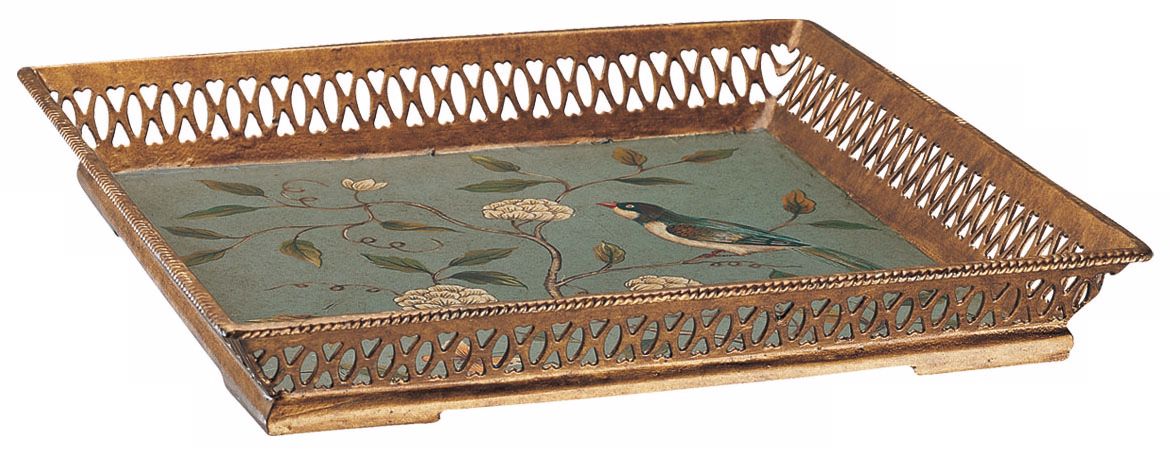 Bird on a Vine Hand-Painted Serving Tray
