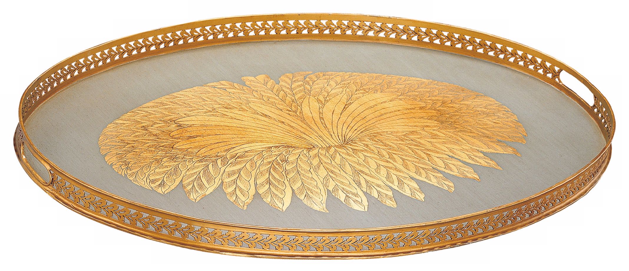 Signature Golden Bouquet Hand-Painted Oval Serving Tray