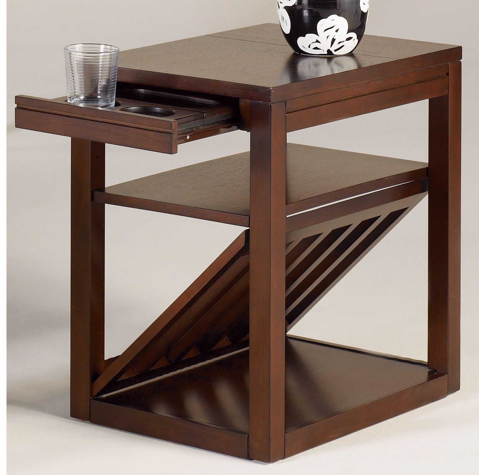 Oxblood Finish Hardwood Chairside Table