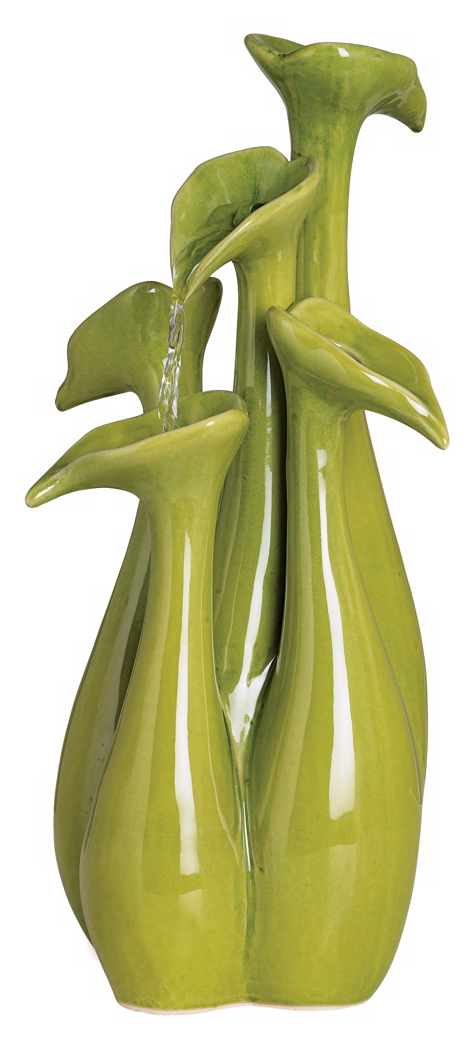 Green Flower Ceramic Table Fountain at LAMPS PLUS