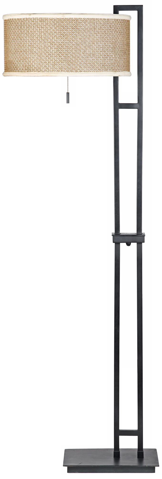 Zen Mystic Black Rattan Shade Floor Lamp