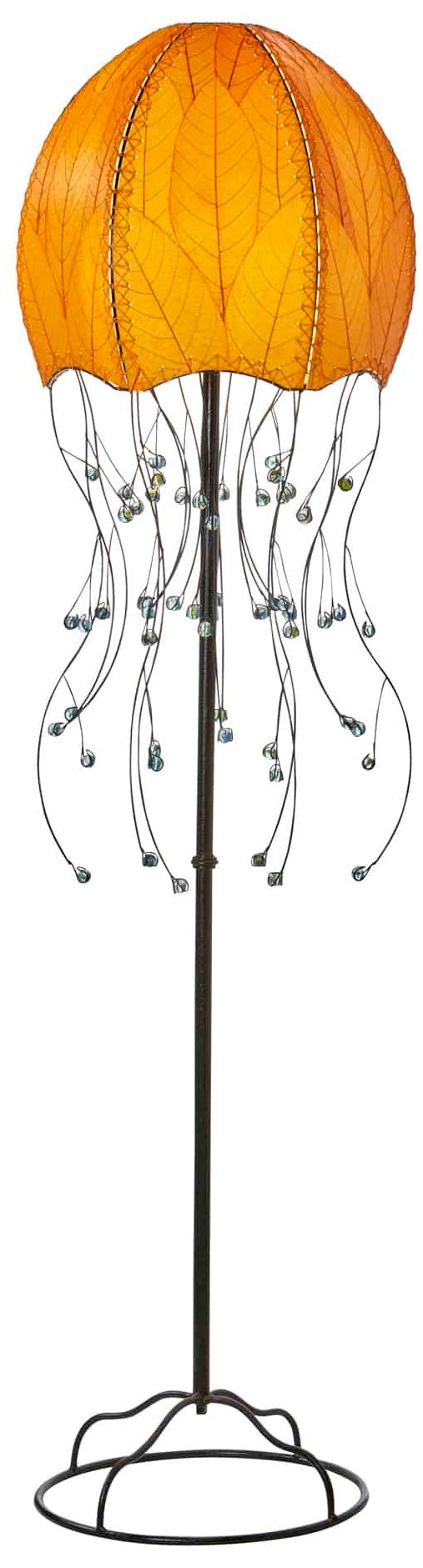 Eangee Jellyfish Orange Cocoa Leaves 64" High Floor Lamp