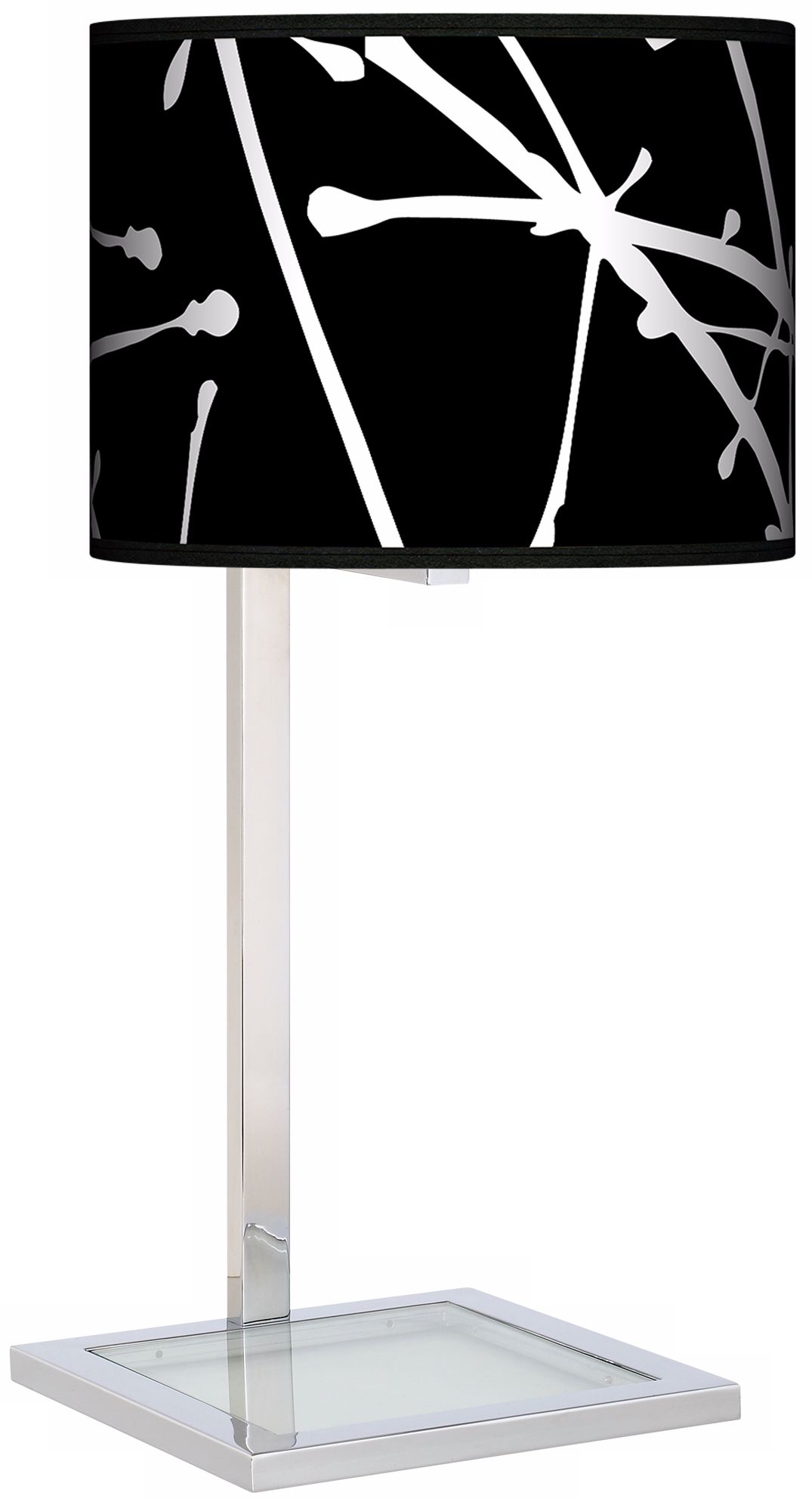 Stacy Garcia Calligraphy Tree Black Glass Inset Giclee Table Lamp