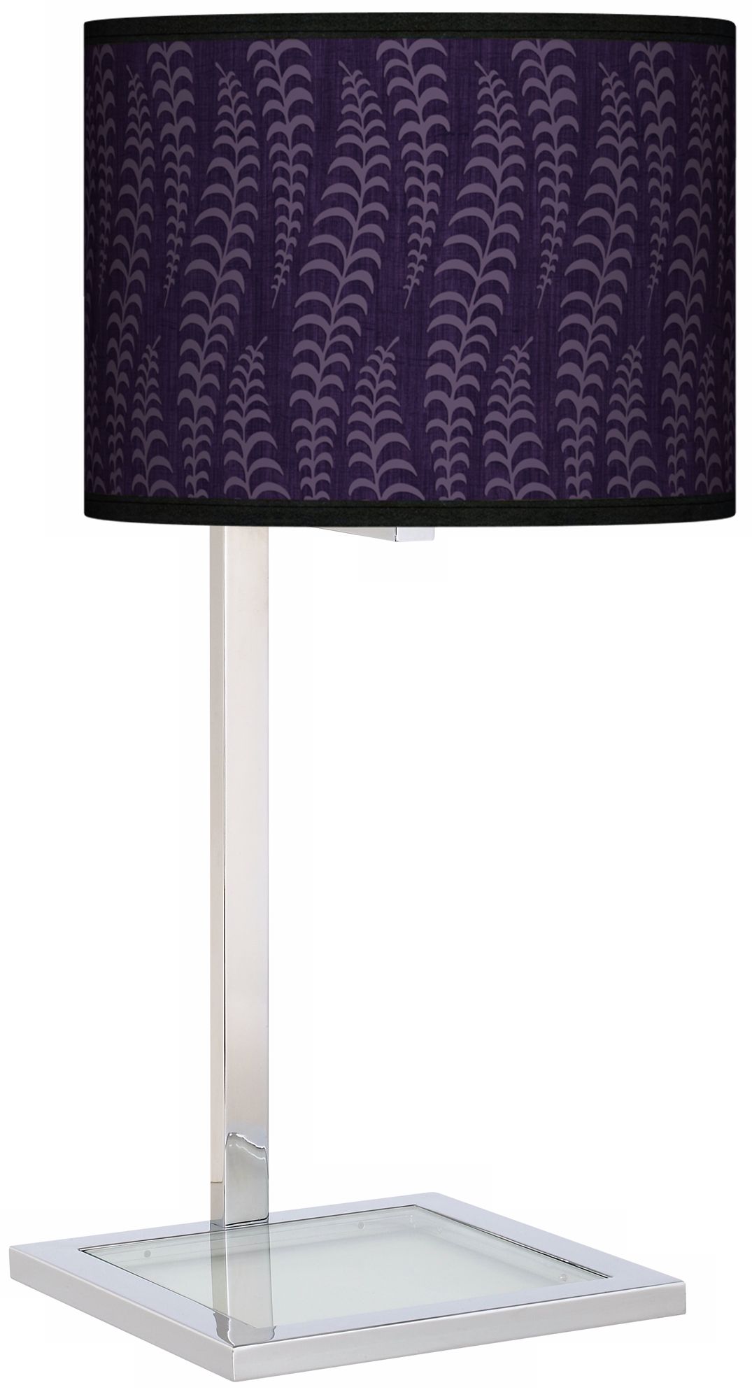Stacy Garcia Fancy Fern Rich Plum Glass Inset Giclee Table Lamp