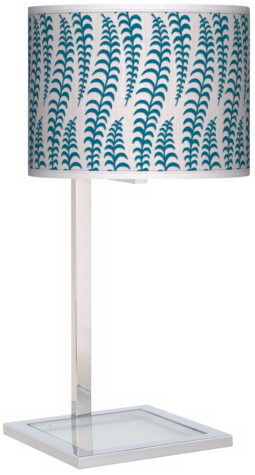 Stacy Garcia Fancy Fern Peacock Glass Inset Giclee Table Lamp